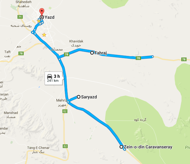 Map picture of Zein-ol-din – Saryazd - Fahraj Daily Tour tour